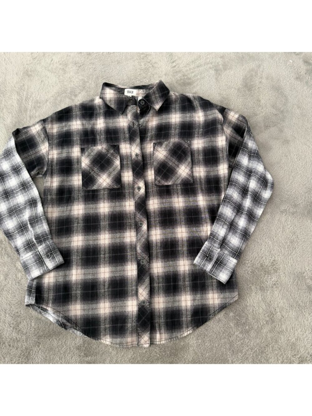 NWT The Buckle BKE Boyfriend Flannel Shirt Plaid Womens XS Top Button Up